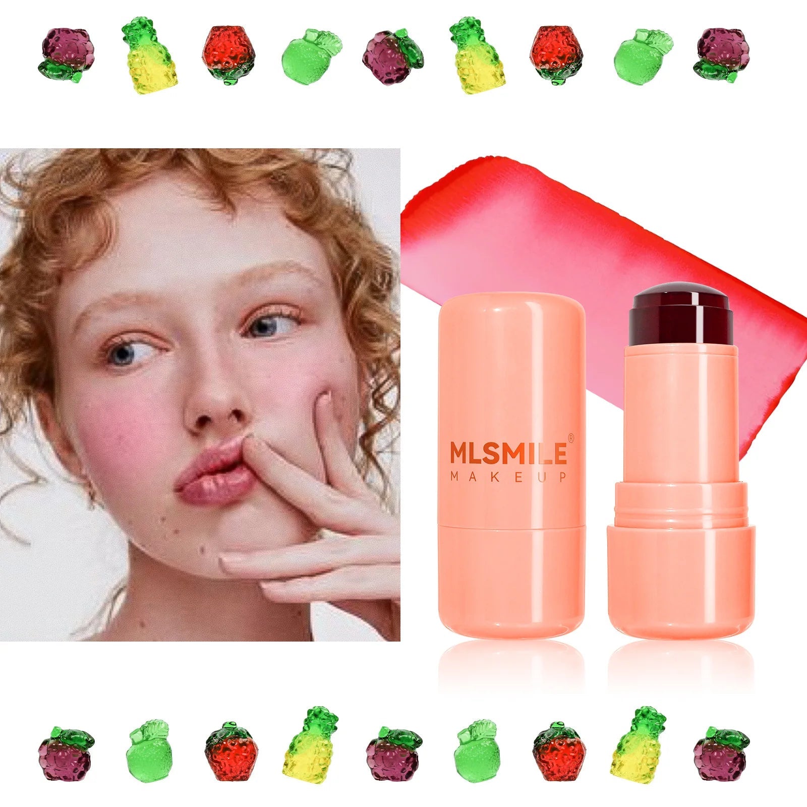 3-in-1 Jelly Powder Blusher Moisturized Long Lasting Matte 4 Color Facial Contour Rouge Brighten Lip Tin Makeup Stick