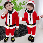 Winter Kids Warm Christmas Party Costume Coat+Pants+Hat+Shoes Covers Boys and Girls Santa Claus Role Play Outfit Xmas Clothing