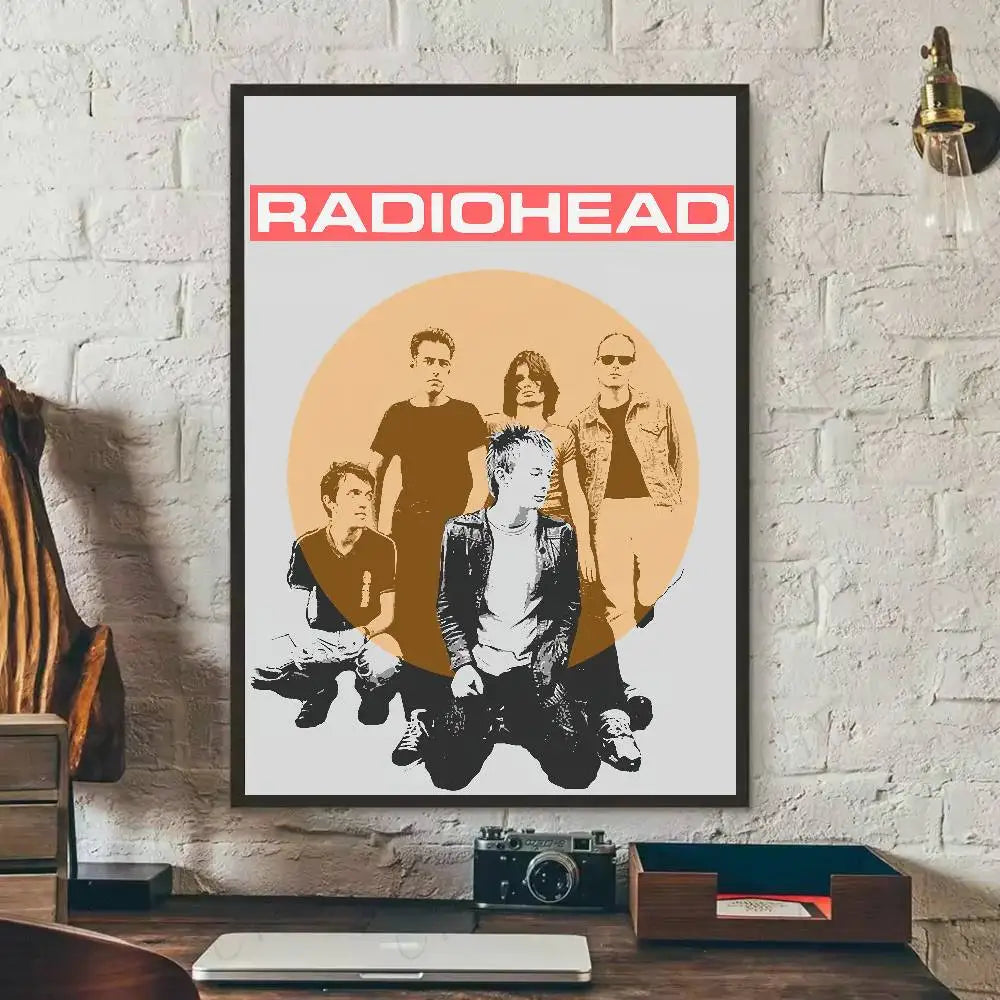 Rock Band R-Radiohead Poster Gallery Prints Self Adhesive Home Decor Decoration Wall Decals Living Room Sticker