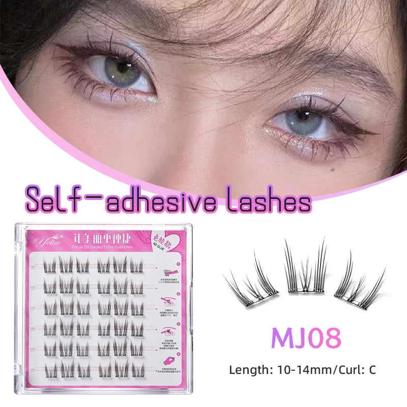 Yelix large capacity Self-Adhesive Eyelashes No Glue Fake Lashes Extensions Reusable for Makeup Soft Mink Eyelashes