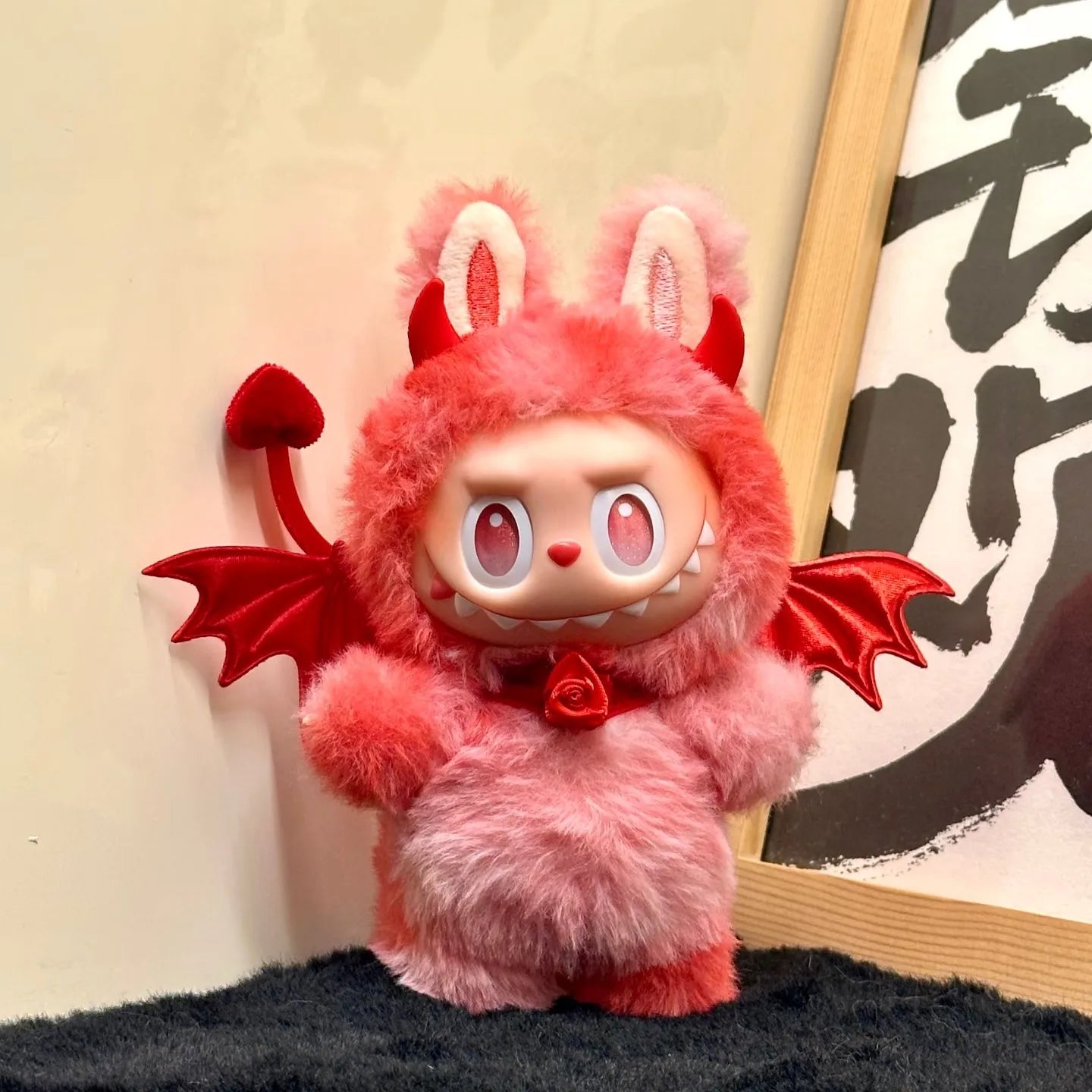 For 17cm Labubu Clothes Lovely Pink Velvet Rabbit Little Devil  Trendy Outfit Accessories Fashion Gift