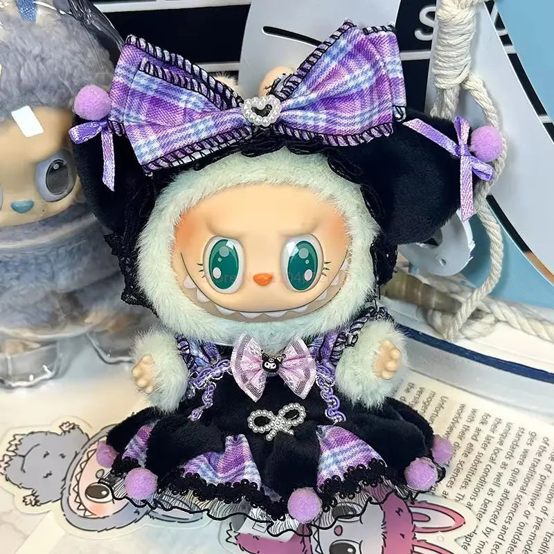 Labubu Doll 17cm Fashion Hoodie Clothing BJD Mini Replacement Cartoon Doll Accessory Cute Decorative Item for Figurines