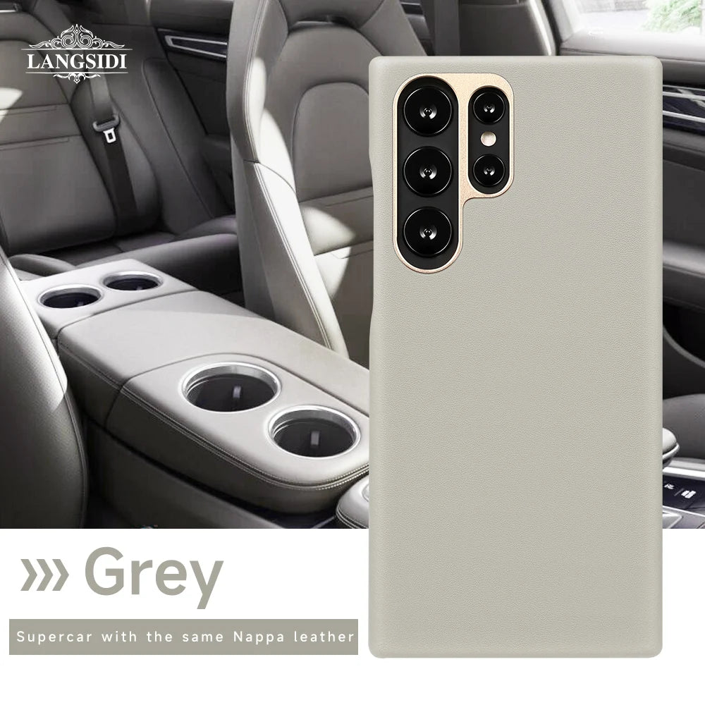 LANGSIDI Luxury Nappa Leather Magnetic Phone Case for Samsung s24 ultra Galaxy s23 ultra s24 plus for Magsafe fundas Back Cover