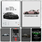 Porsche Cars Poster Self-adhesive Art Waterproof Paper Sticker Coffee House Bar Room Wall Decor