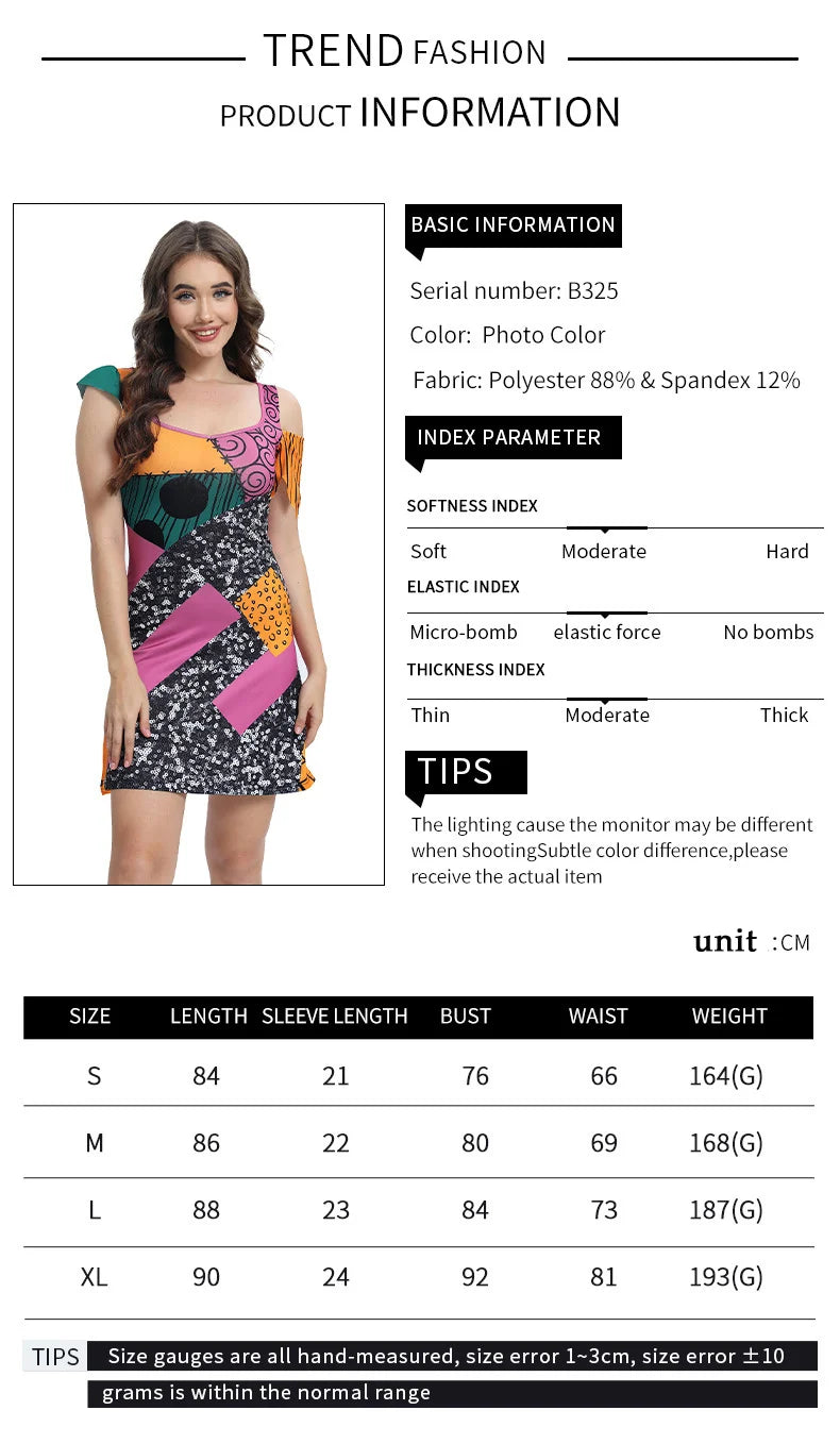 Halloween Sally Suit Cosplay Costume Anime Movie Bodysuit Spandex Jumpsuit Party Carnival Leggings Day of The Dead Zentai Set