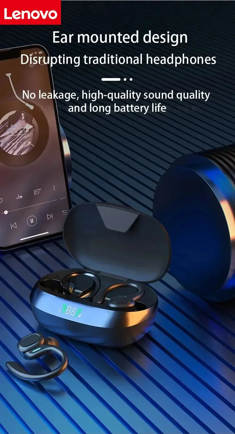 Original Lenovo Sports Wireless Earphones BT over Ear Buds with Earhooks Sports Earphones Running in-Ear Headphones