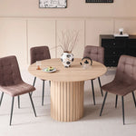 Modern Minimalist Round Dining Table with Slatted Cylindrical Base, For 4-6 People，For Kitchen, Dining Room & Living Space