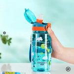 600ml Dinosaur Water Bottle For Kids Water Sippy Cup With Silicone Straw Leakproof Plastic Water Bottles Summer Kids Water Cup