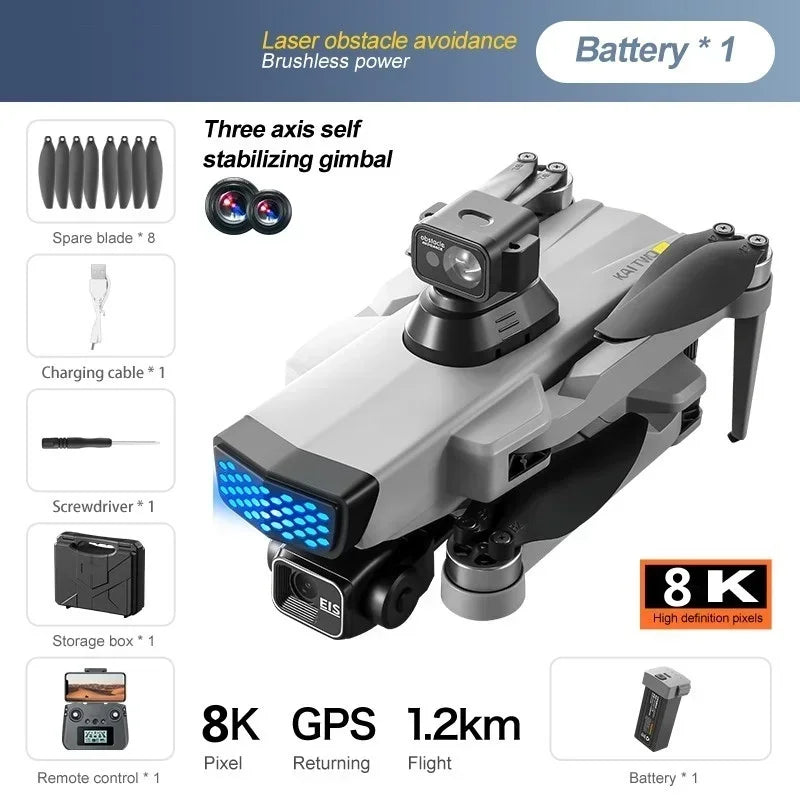 8K ESC 3 Axis Gimbal 360° Obstacle Avoidance WIFI FPV RC Drone 5G Brushless Electric GPS Follow Me Remote Control Quadcopter Toy