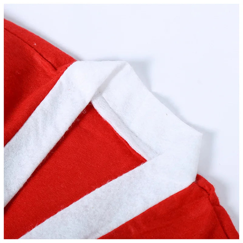 Red Classic Non-woven Santa Claus Costume Christmas Performance Cosplay Show Holiday Adult Boys Girls Decorative Clothes Unisex