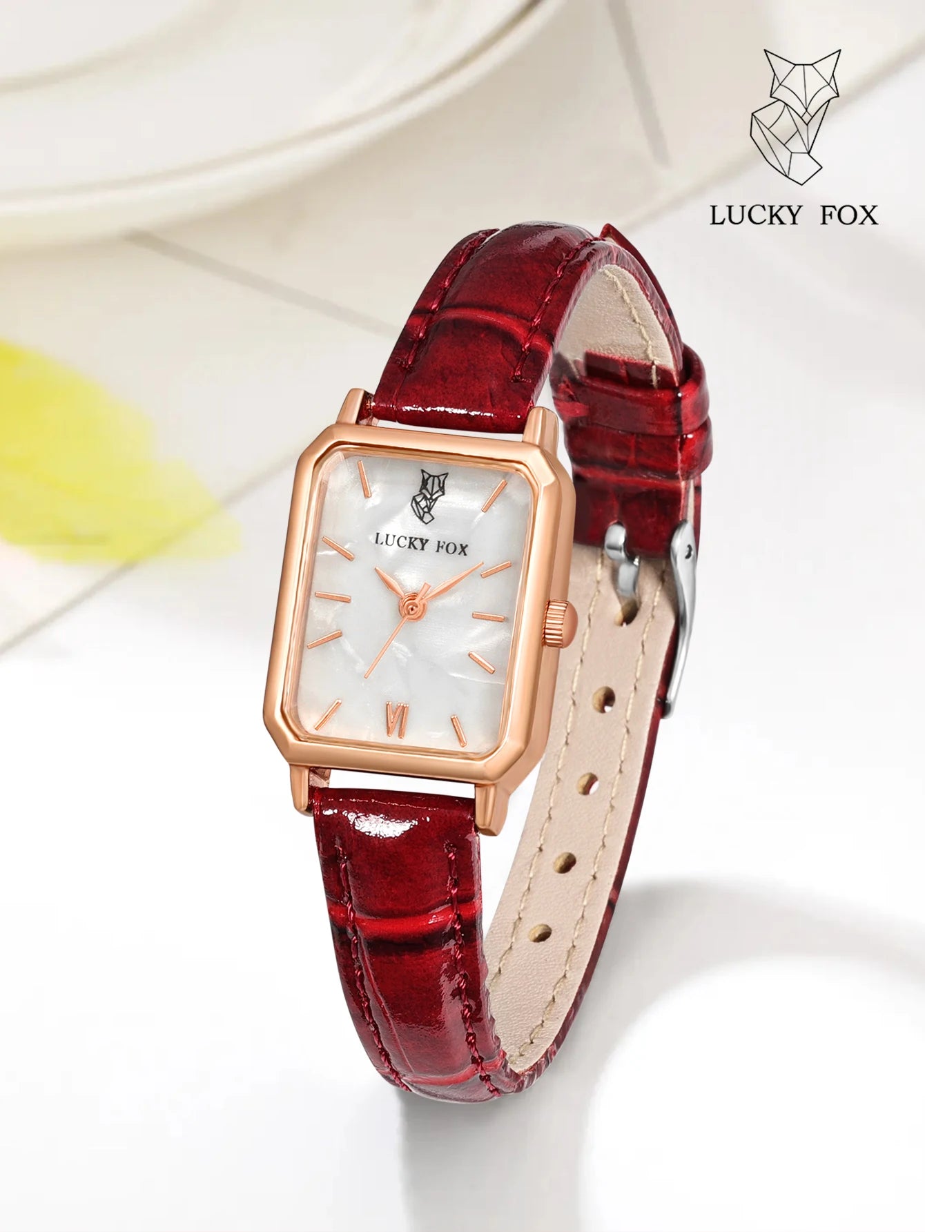 LUCKY FOX Women Watches Fashion Green Square Leather Quartz Watch Luxury Ladies Wristwatch Girlfriend Gift