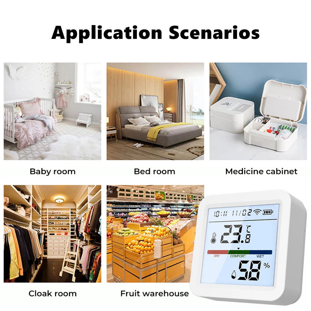 Tuya Smart Temperature And Humidity Sensor WiFi/Zigbee With Backlight Indoor Hygrometer Voice Control Via Alexa Google Home