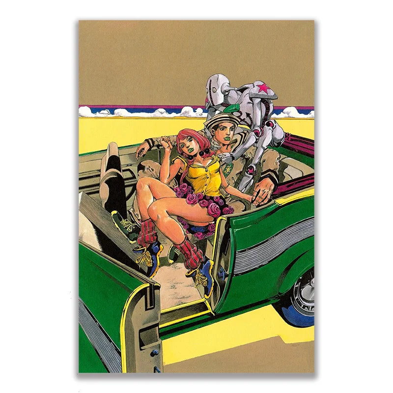 Anime JOJO Bizarre Adventure Retro Poster Canvas Wall Art Printing Waterproof Home Living Bed Room Bar Hallway Aesthetic Decor