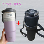 Tyeso 600/750/900ML Car Coffee Cup Thermo Bottle with Straw Portable Sport Insulated Vacuum Flask Travel Thermal Water Bottle