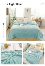 Japan Style Coral Fleece Blankets 300gsm Spring Summer Soft Fluffy Faux Fur Mink Throw Solid Sofa Cover Bedspread Plaid Blankets