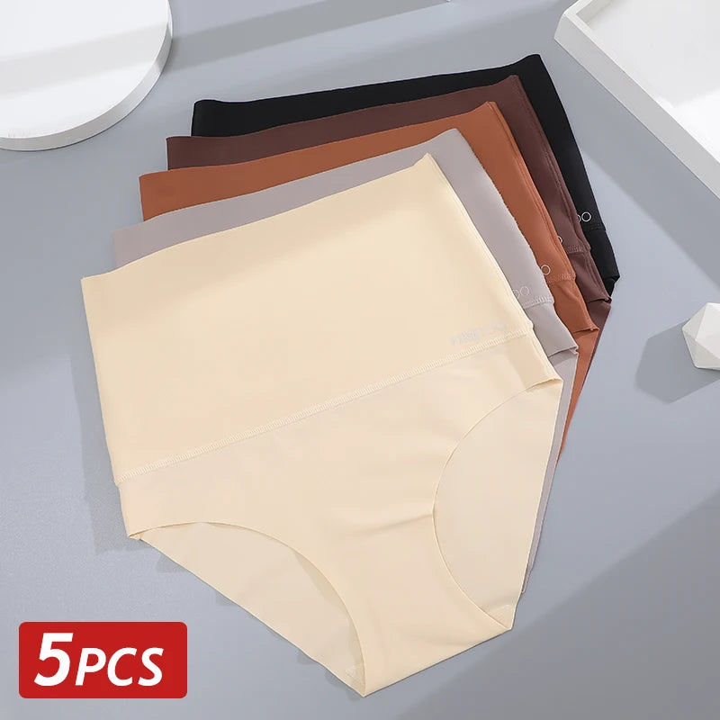 Set Seamless Ice Silk Shapewear Panties for Women, High Waist Slimming Briefs, Elastic Butt Lifter Underwear, Large Size