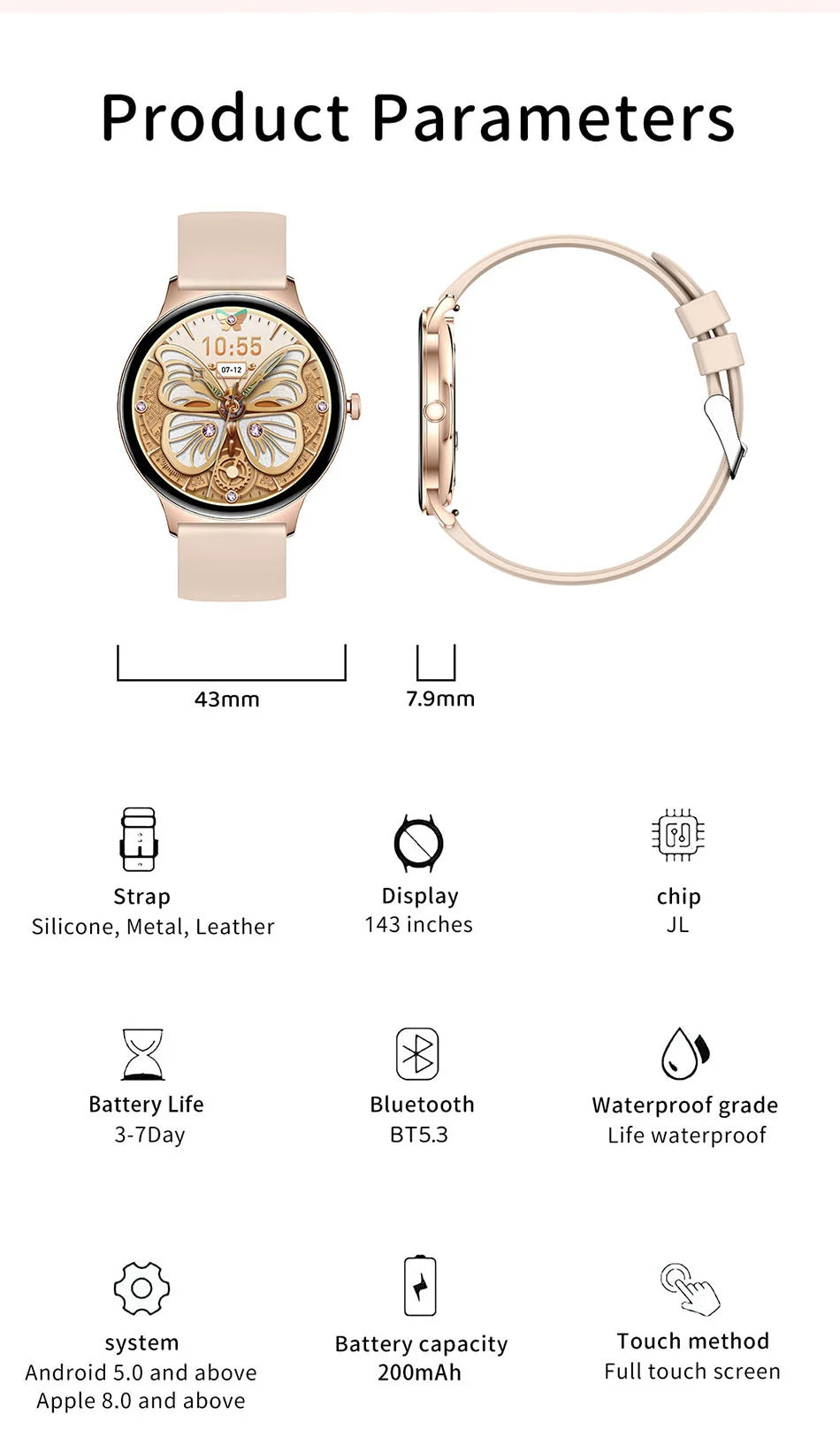 2025 Ultra-thin Durable Women Smart Watch 1.43
