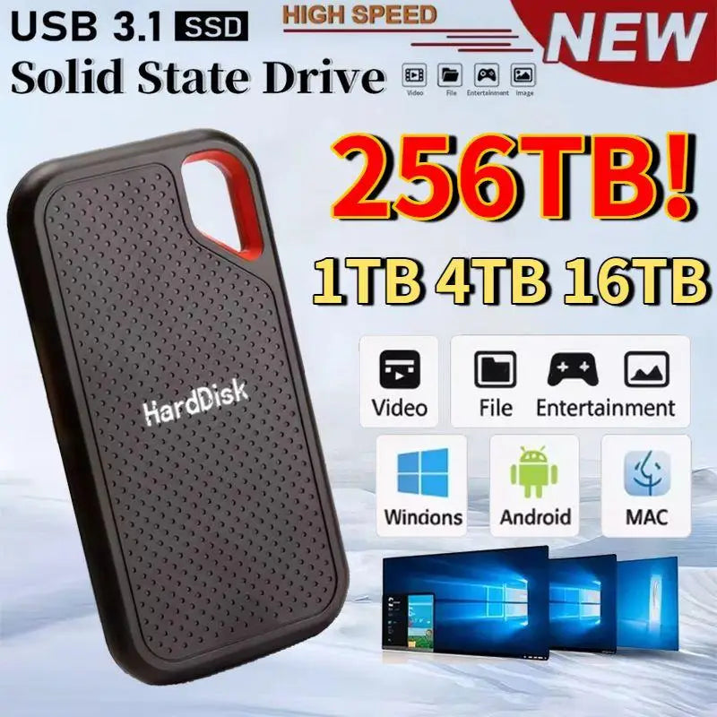 For xiaomil E61 Portable SSD 1TB ssd Hard Drive 2TB External SSD M.2 for SanDisk Laptop/Phones/mac Mobile Hard Disk HDD Storage