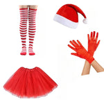 PESENAR This is set of christmas themed outfit ideas 2025 that includes a Santa hat,  tulle skirt, etc. perfect christmas party.