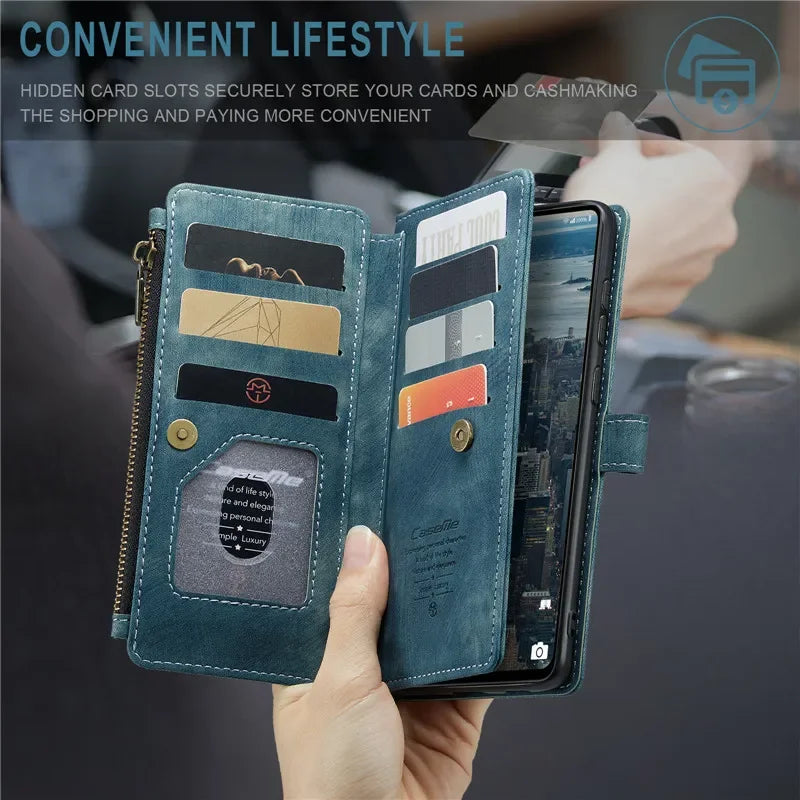 Business Flip Leather Case For Samsung Galaxy A56 A36 A16 A55 A35 A25 A15 A54 A34 A14 A53 A33 A13 A52 Zipper Wallet Card Cover