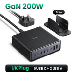 UGREEN 200W GaN Charger 8 in 1 Desktop USB C Charging Station Stand For Macbook Laptops iPhone 16 15 Pro Xiaomi Samsung Tablets