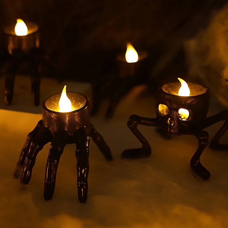 New Halloween Skull Lantern Atmosphere Setting Props Skeleton Foot Night Light Halloween Party Decoration LED Candle Light
