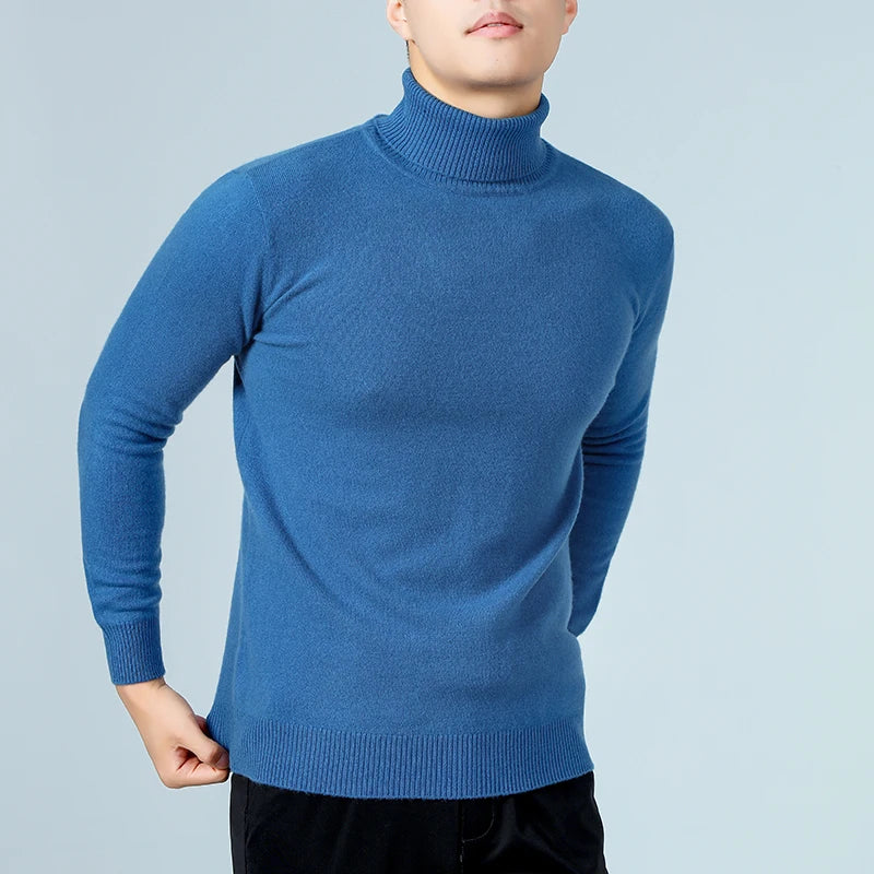 100% Wool Man Pullovers Winter New Fashion Vneck Sweater Hot Sale Wool Knitted Jumpers Male Woolen Clothes Standard Tops