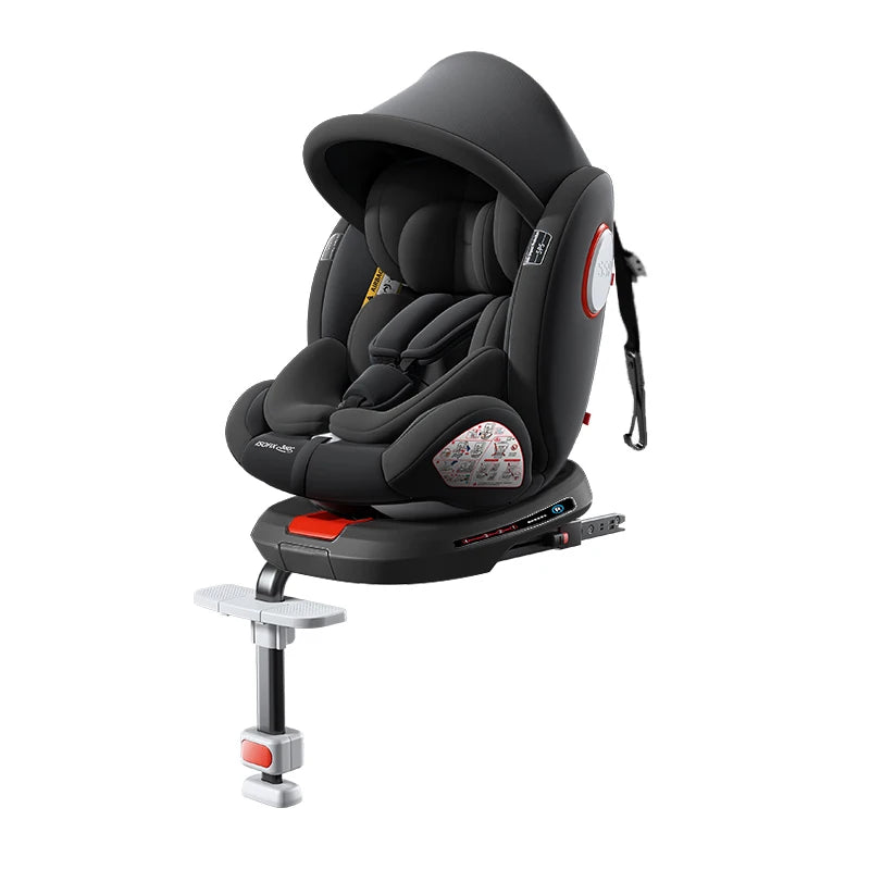 Adjustable Child Car Safety Seat with ISOFIX Baby 360 Rotating Direction Angle Suitable for 0 to 12 Years with Footrest
