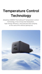 UGREEN 20W GaN Charger PD3.0 QC3.0 Mini USB C Phone Charger For iPhone 17 16 15 Pro Max Samsung S25 Xiaomi Tablet iPad Air Pro