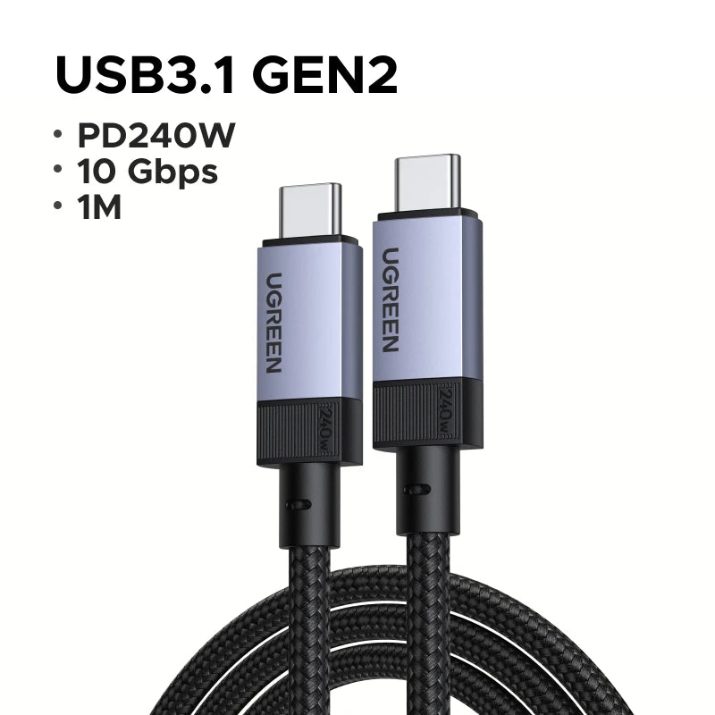 UGREEN USB4 Gen3 240W & USB3.1 Gen2 Fast Charging Cable 1m, Aluminum Shell Braided Nylon, PD3.1 for MacBook Pro iPad