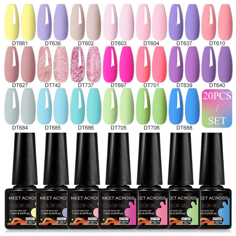 20pc Nail Gel Polish Set HEMA Free All-season Nails Long Lasting Soak Off Varnishes Kit for Manicure DIY UV/LED Gel Desgin