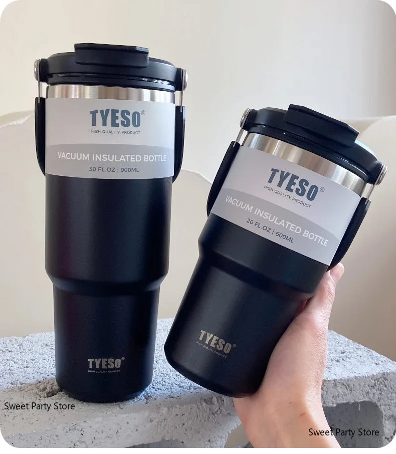 Tyeso 600/750/900/1050/1200ML Stainless Steel Thermos Bottle Car Coffee Cup Sports Water Bottles Keeps Cold and Heat Thermal Mug
