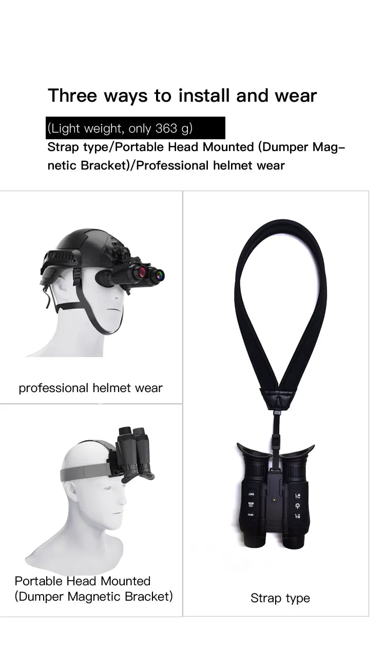 NV8300 Night Vision Binoculars Goggles 8X Digital Zoom 4K UHD 36MP 3D Head Mount Infrared Night Vision Device Hunting Telescope