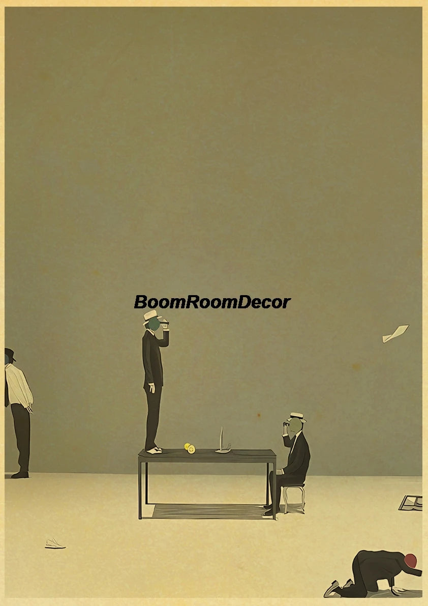 Retro Abstract Creative Poster Kraft Paper Nostalgia Canvas Prints Modern Landscape Coffee Bar Wall Art Posters Living Decor