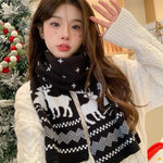 Christmas Atmosphere Santa Claus Knitted Red Scarf For Women New Style Warm Neck Protection Knitted Scarf Versatile Shawl