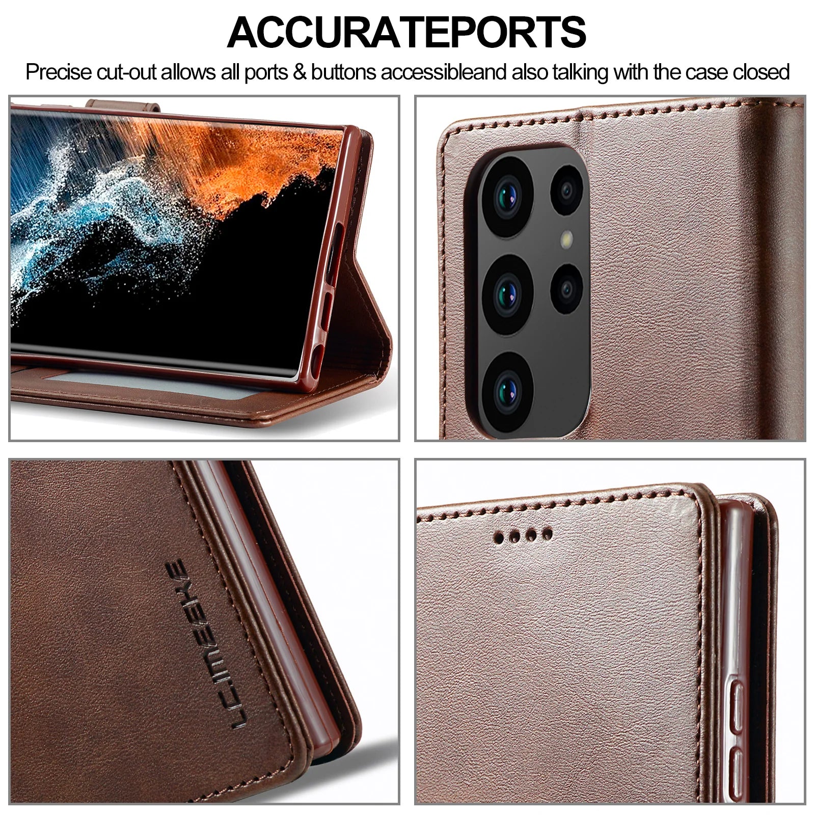 Leather Case for Samsung Galaxy S23 S24 S25 FE Ultra Plus Edge A07 A17 A35 A55 A06 A16 A26 A36 A56 5G Flip Wallet Card Holder