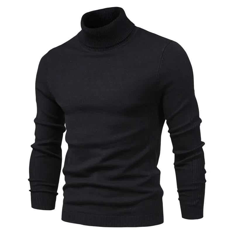New Quality Winter Mens Sweaters Casual Turtleneck Thick Pullovers Solid Color Warm Slim Fit Turtleneck Sweaters Pullover Men