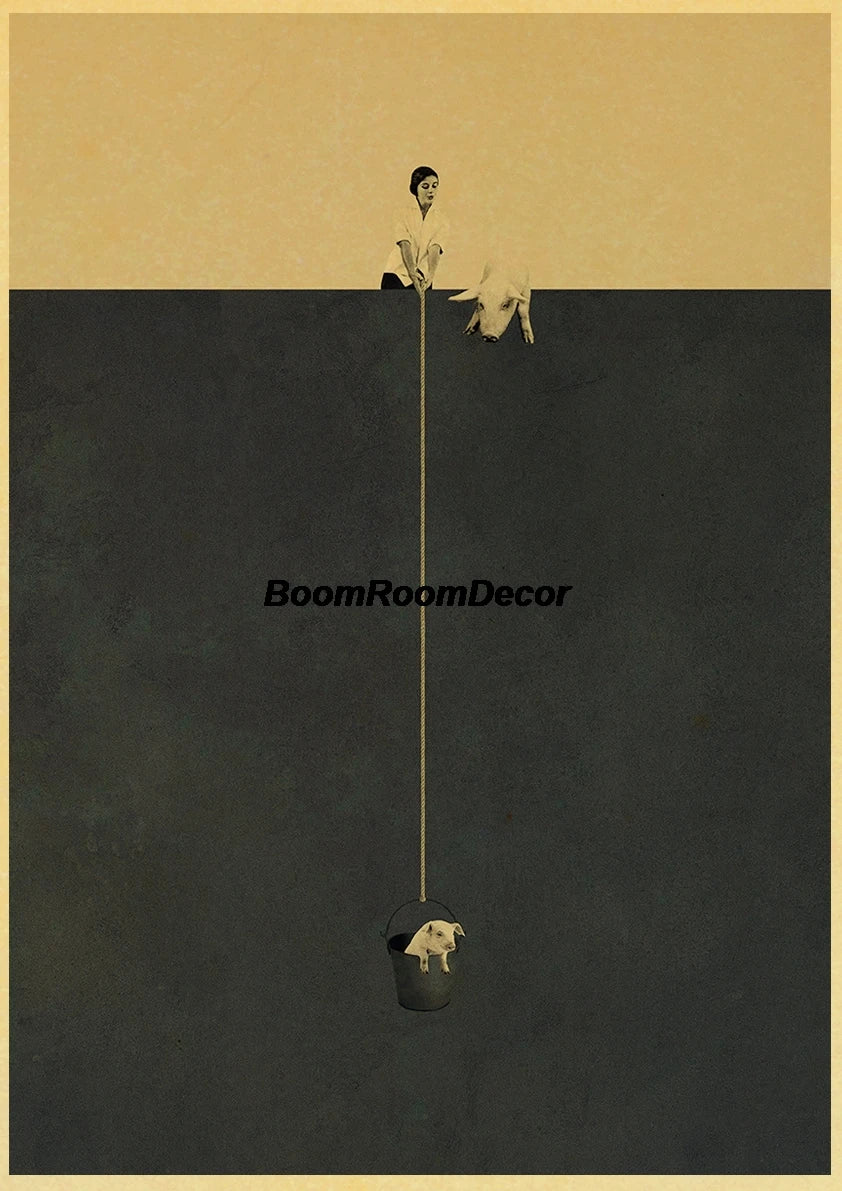 Retro Abstract Creative Poster Kraft Paper Nostalgia Canvas Prints Modern Landscape Coffee Bar Wall Art Posters Living Decor