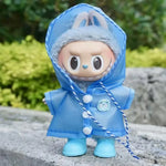 For 17 cm labubu v1/v2/v3 clothes summer doll clothes rabbit ear raincoat for Labubu Outfit DIY Labubu Clothing Gift