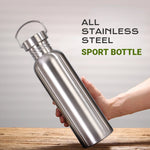 500/750/1000ml Stainless Steel Water Bottle Single Wall Large Capacity Big Mouth Vacuum Flasks with Lid Cycling Drinkware Sports