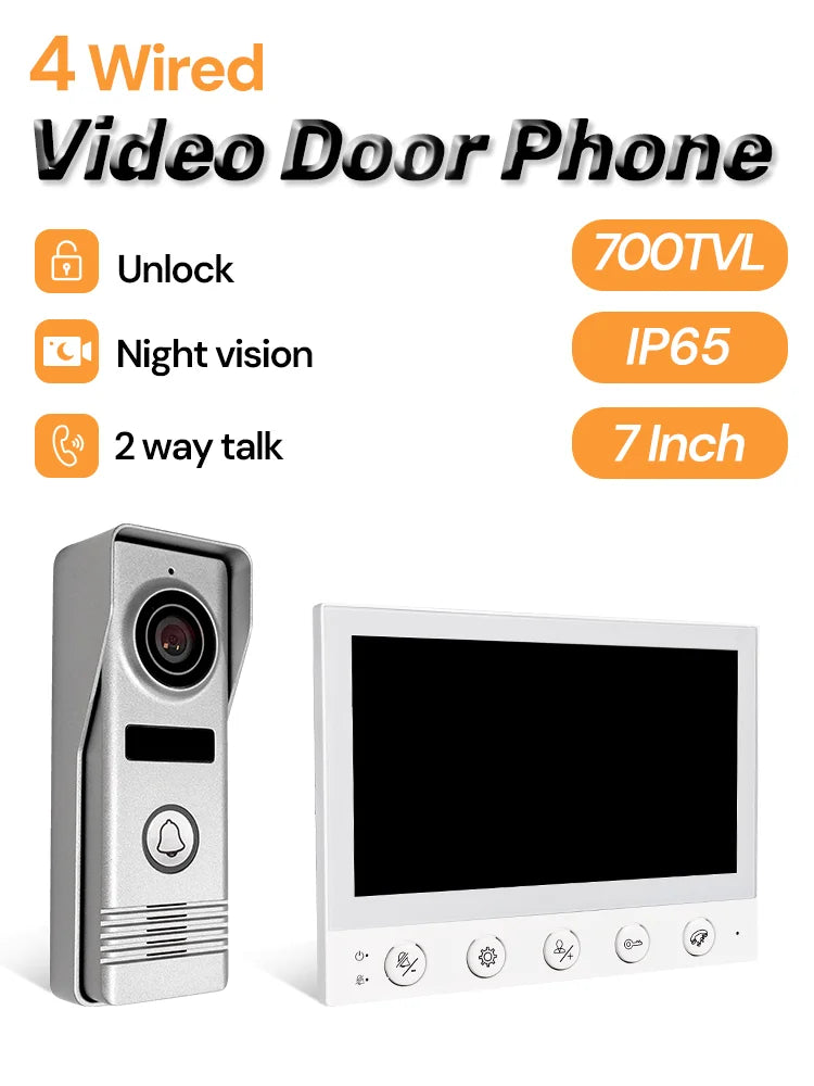 720P 7 inch Video Doorbell System Doorphone Door Camera for door and garage door with camera video intercom for home