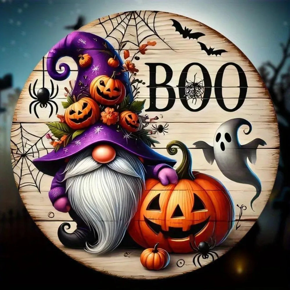 Halloween-Themed Hanging Sign (1 Piece) - Features Pumpkin & Gnome Patterns | Perfect for Halloween Decor, Homes, Offices,