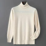 Men's 100% Pure Wool Pullover Sweater For Autumn Winter High Collar Knitted Long Sleeved Loose Solid Color Casual Simple Warmtop