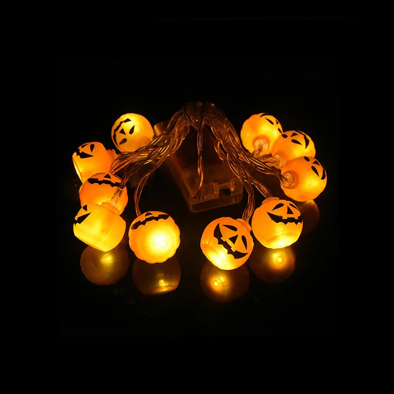 1.5M 10LED Halloween LED Light String Horror Eyeballs Pumpkin Spider Bat Skull Lamp Trick Or Treat Happy Halloween Party Decor