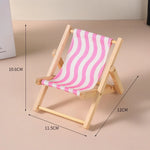 Doll'S Chair Outfit Accessories For Ropa Labubu 10cm cotton doll Summer vacation Wooden beach reclining camping chair ornament