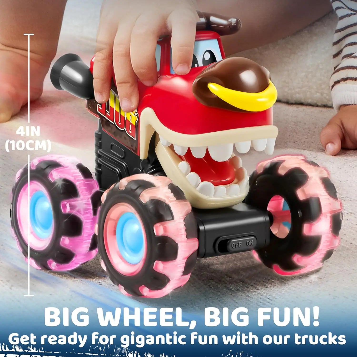 JOYFY 3 Pack Monster Truck Toy Motion Activated Light-Up Cars Press & Go Cars for Boys Girls Birthday Christmas Gifts