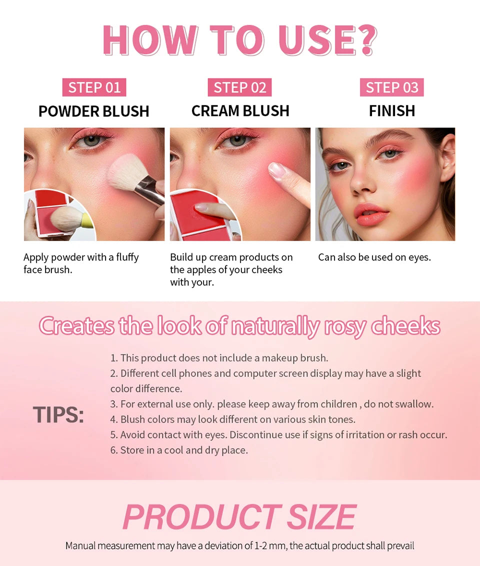 Blush Juvia's Cream Powder Matte Blush Makeup Rose Pan Long-lasting Wearing High Pigment Natural Matte Blush Duo Cosmtics