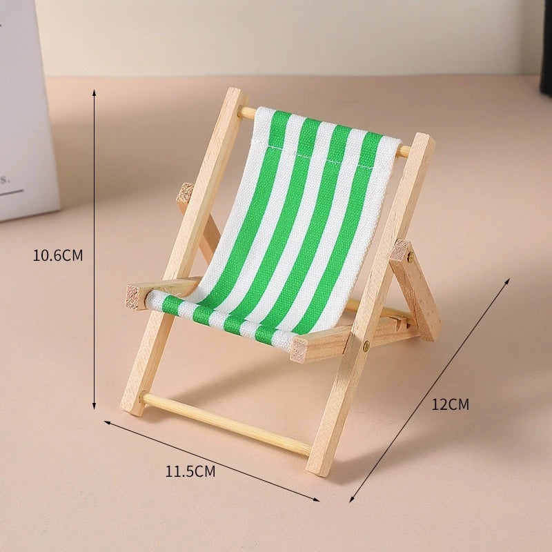 Doll'S Chair Outfit Accessories For Ropa Labubu 10cm cotton doll Summer vacation Wooden beach reclining camping chair ornament