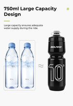 BOLANY Sports Bottle 10th Rubber Transparent Plastic with lid Bottle 750ML Portable Squeeze Drinking Outdoor Cycling Kettle