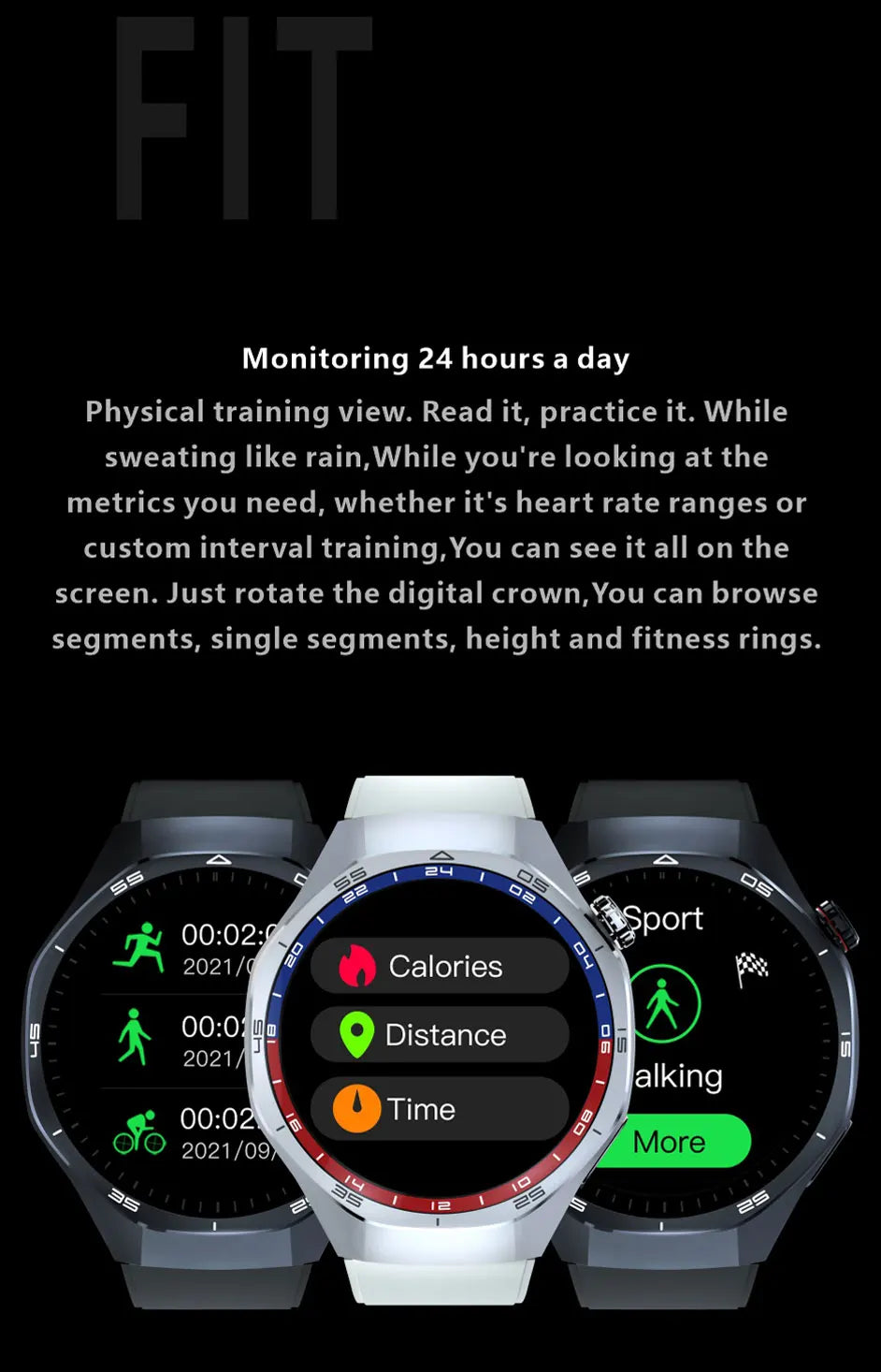 HT32 Smart Watch AMOLED Men Watch 5 Pro NFC Compass 1GB ROM Local Music Album E-Book Heart Rate Sport Smartwatch for Android IOS